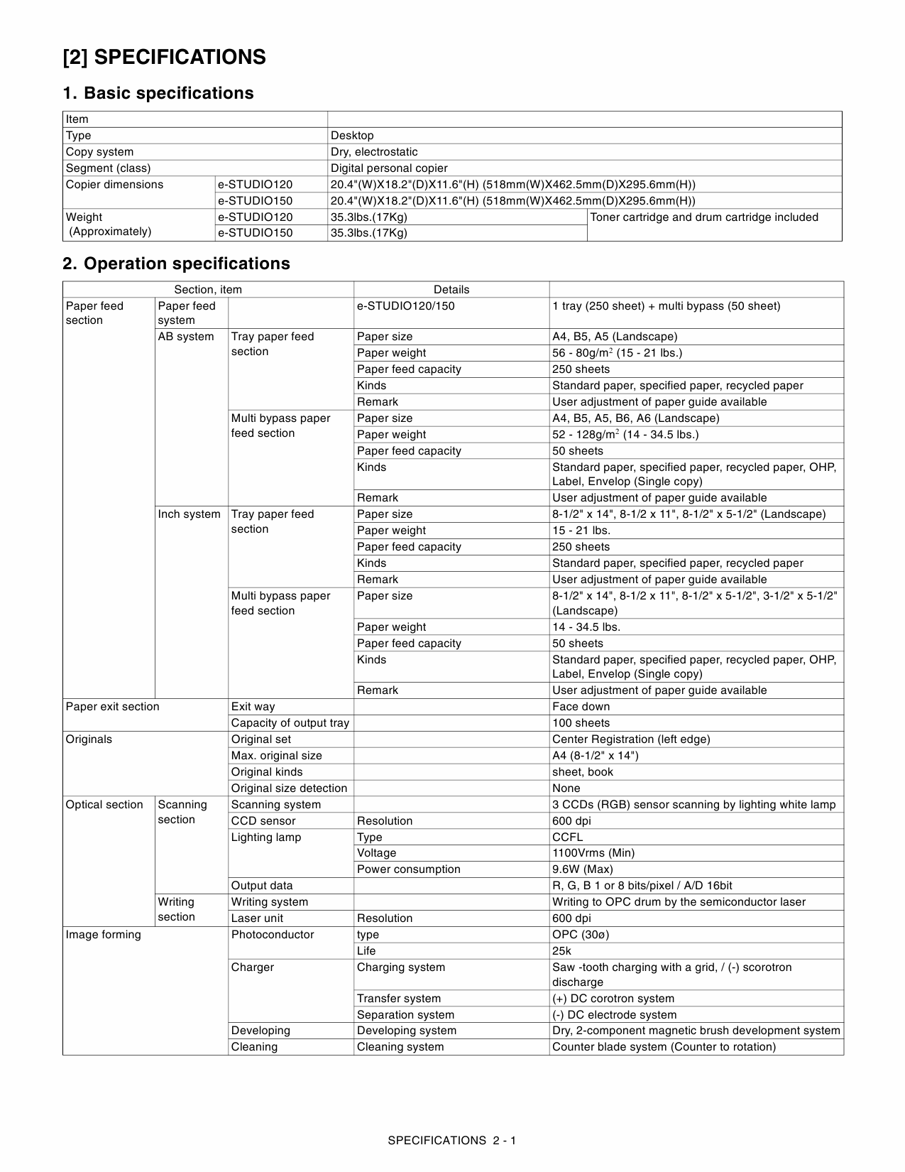 TOSHIBA e-STUDIO 120 150 DP1210 1510 Service Manual-2